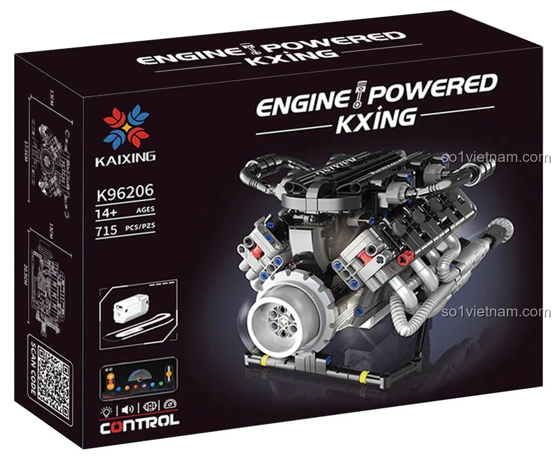 Hộp đồ chơi mô hình KAIXING K96206 Động cơ V8 Lamborghini, đồ chơi giáo dục cho bé trai 14 tuổi, tiết kiệm