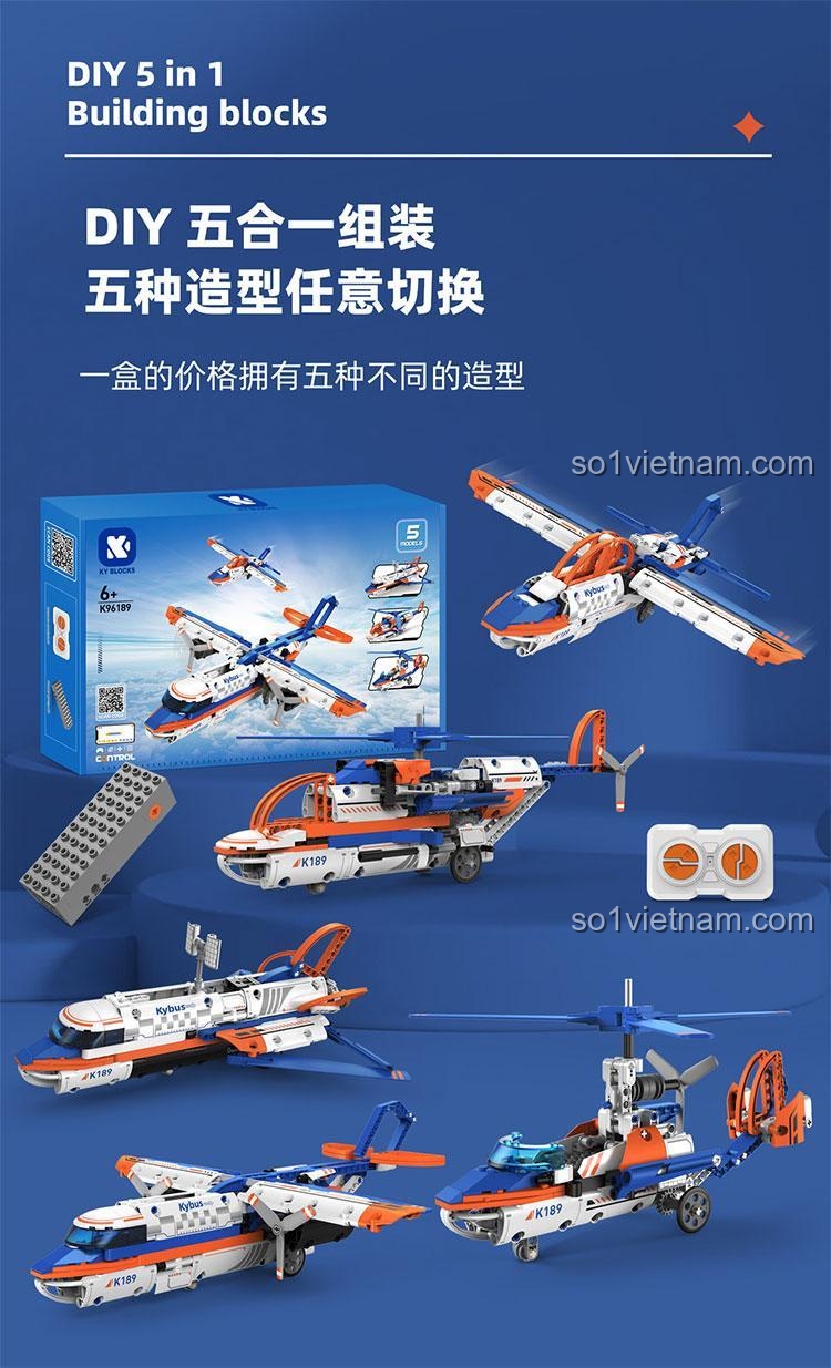 Máy bay phun khói KAIYU K96189, đồ chơi lắp ráp cho bé trai 6 tuổi, giá tốt