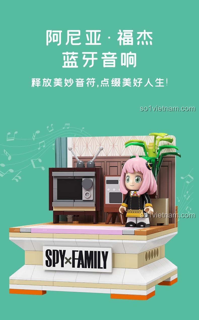 Chi tiết mô hình Anya Forger Loa Bluetooth Spy Family Kalos Blocks 33005
