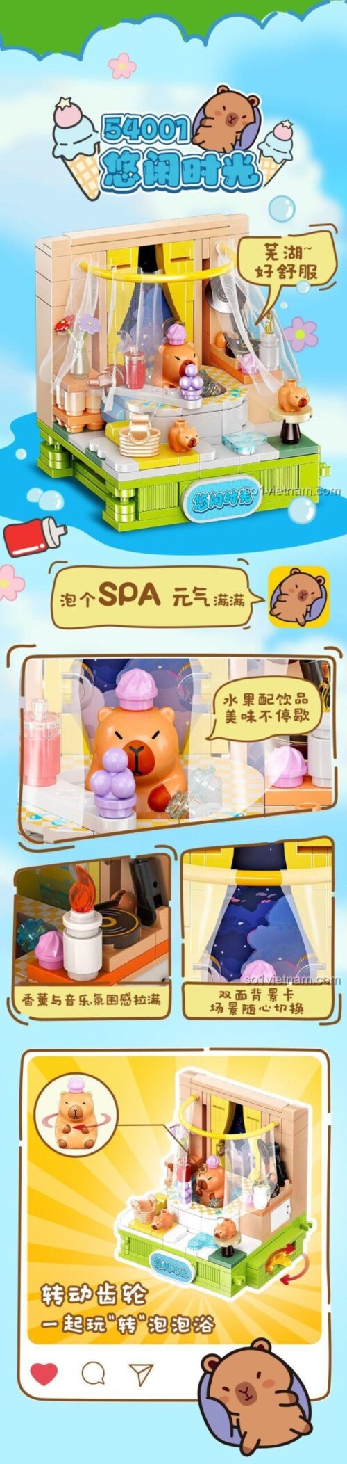 Bộ sưu tập bộ lắp ghép Mô hình Capybara Kalos Blocks, các cảnh sinh hoạt Capybara đa dạng, sáng tạo cho bé.
