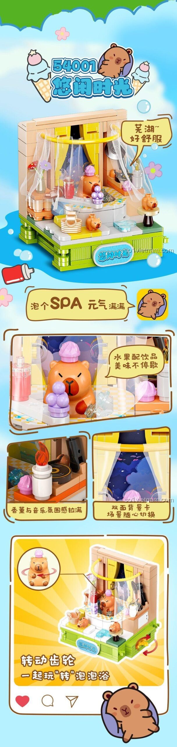 Bộ sưu tập bộ lắp ghép Mô hình Capybara Kalos Blocks, các cảnh sinh hoạt Capybara đa dạng, sáng tạo cho bé.