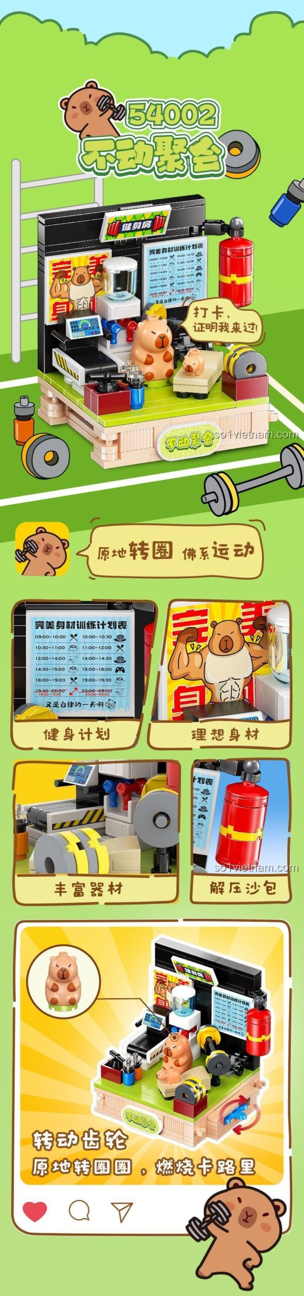 Đồ chơi mô hình Capybara Kalos Blocks, bộ lắp ghép Capybara đáng yêu, cảnh quan xoay độc đáo, phù hợp bé 6 tuổi, giá tiết kiệm.