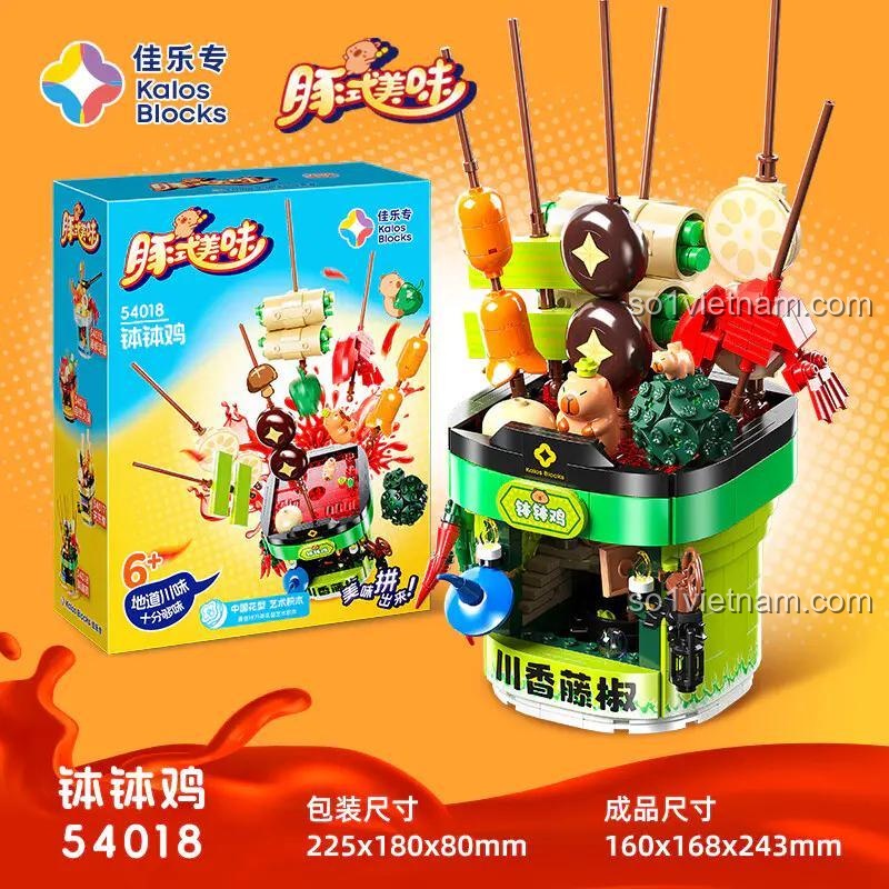 Mô hình Kalos Blocks 54018 Bộ Lắp Ghép Bát Bát Kê Vị Cay, mô phỏng món ăn Bát Bát Kê, đồ chơi lắp ghép cho bé 6 tuổi