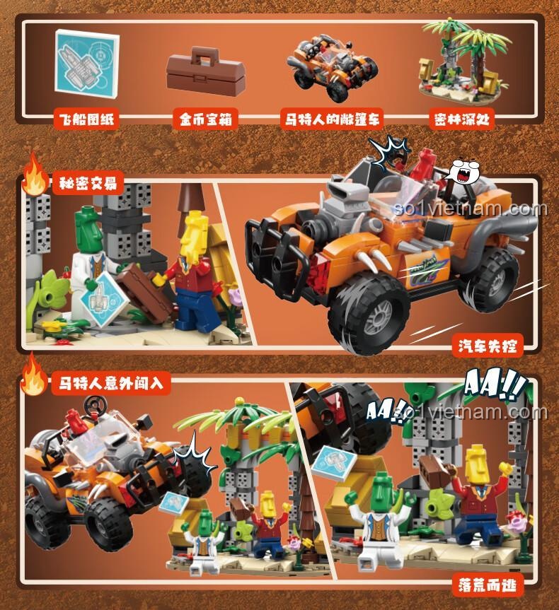 Bộ xếp hình Kalos Blocks 57001 Cuộc rượt đuổi trong rừng rậm, món quà sáng tạo cho bé trai.