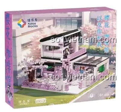 Hộp sản phẩm bộ xếp hình 61030 Quán cà phê hoa anh đào, đồ chơi xây dựng Kalos Blocks cho bé gái 6 tuổi