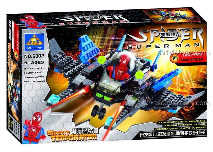 Hộp sản phẩm bộ lắp ghép Người Nhện KAZI 6002 Blackly Terminator - Chiến cơ Tối thượng