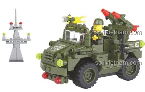 Mô hình xe tăng phóng tên lửa KAZI 6204 cho bé trai 5 tuổi, lắp ráp 2 kiểu xe, bắn tên lửa, giá tốt