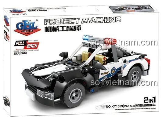 Hộp bộ lắp ghép KAZI GBL BOZHI KY1089 Xe Cảnh Sát Tuần Tra Thể Thao 2 trong 1, đồ chơi xây dựng giá rẻ cho bé trai 6 tuổi.