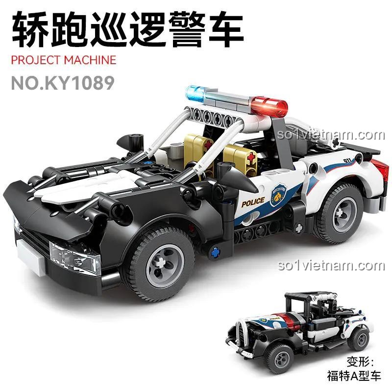 Đồ chơi mô hình KAZI GBL BOZHI KY1089 Xe Cảnh Sát Tuần Tra Thể Thao biến hình Ford Model A, bộ lắp ghép 2 trong 1 cho bé trai 6 tuổi.