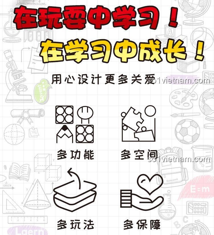 Các tính năng nổi bật của bộ bàn ghế trẻ em KY019A: đa chức năng, đa không gian, đa cách chơi, đảm bảo an toàn cho bé.