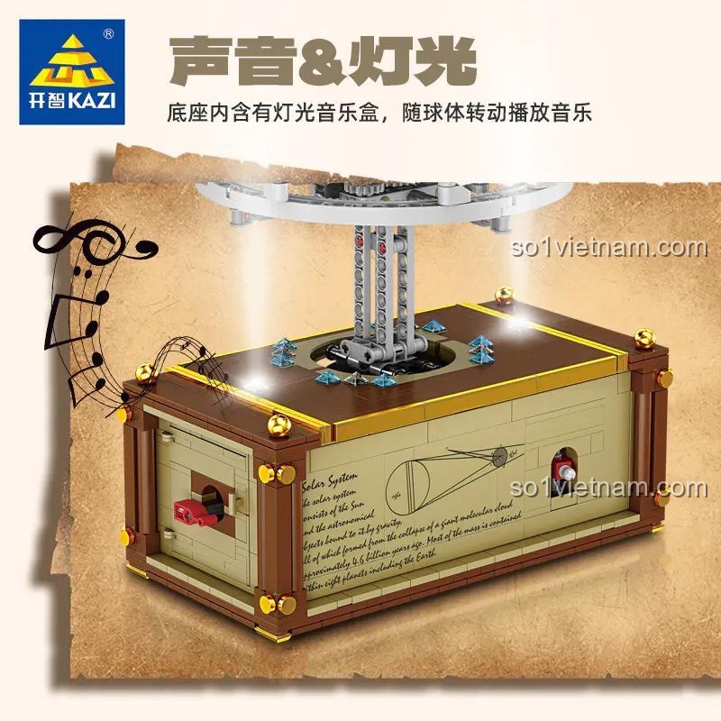 Mô tả tính năng âm thanh và ánh sáng của đồ chơi mô hình Hệ Mặt Trời KAZI KY10012.