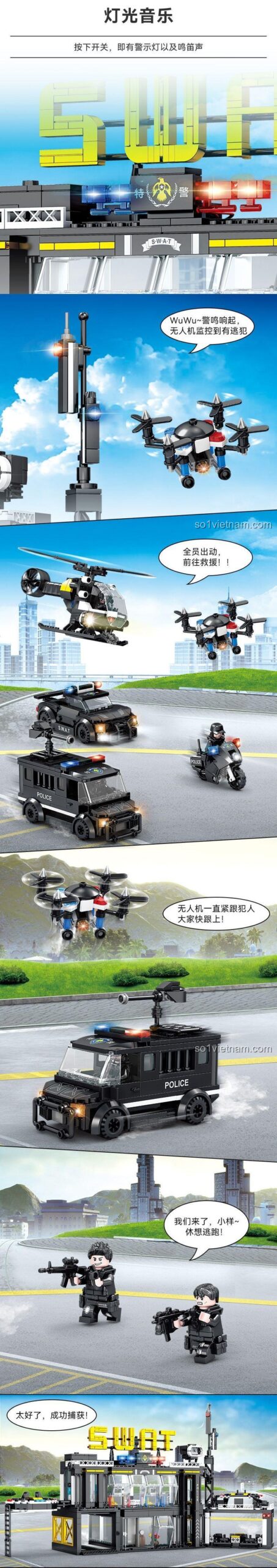 bộ lắp ghép Trụ sở Đặc nhiệm SWAT KAZI KY67292, đồ chơi mô hình KAZI, đồ chơi xây dựng KY67292, Trụ sở Đặc nhiệm SWAT GBL, Căn cứ Đặc nhiệm SWAT 67292, bộ lắp ghép KAZI KY67292, đồ chơi mô hình Đồn cảnh sát đặc nhiệm BOZHI, Trạm chỉ huy SWAT KY 67292, KAZI 7292, GBL Trụ sở Đặc nhiệm SWAT, BOZHI KY67292, bộ lắp ghép Căn cứ Đặc nhiệm SWAT, đồ chơi mô hình Tổng hành dinh Đặc nhiệm SWAT, KAZI 67292, GBL 7292, BOZHI Đồn cảnh sát đặc nhiệm, đồ chơi xây dựng Trạm chỉ huy SWAT, Trụ sở Đặc nhiệm SWAT KY67292. Tính năng đèn LED và âm thanh còi báo động của bộ lắp ghép KAZI KY67292 Trụ sở Đặc nhiệm SWAT, cùng các phương tiện như trực thăng, xe cảnh sát, drone, mang lại trải nghiệm chơi hành động cho bé trai 6 tuổi.