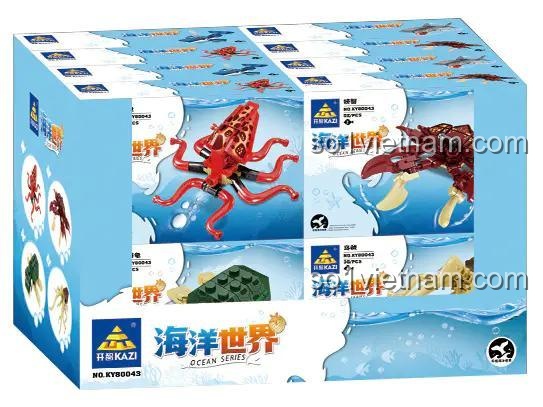 Hộp trưng bày bộ lắp ghép KAZI KY80043 Thế giới Đại dương, chất lượng cao, giá rẻ cho bé 6 tuổi.