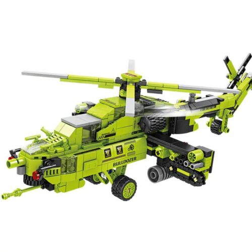 Trực thăng Mi-28 vũ trang màu xanh lá, bộ lắp ghép xe quân sự KAZI KY80464, đồ chơi xây dựng cho bé trai 6 tuổi