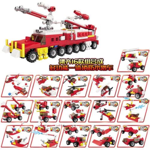 Bộ lắp ráp Xe cứu hỏa phun nước KAZI KY80535 16 trong 1, đồ chơi mô hình sáng tạo cho bé trai 6 tuổi giá rẻ.