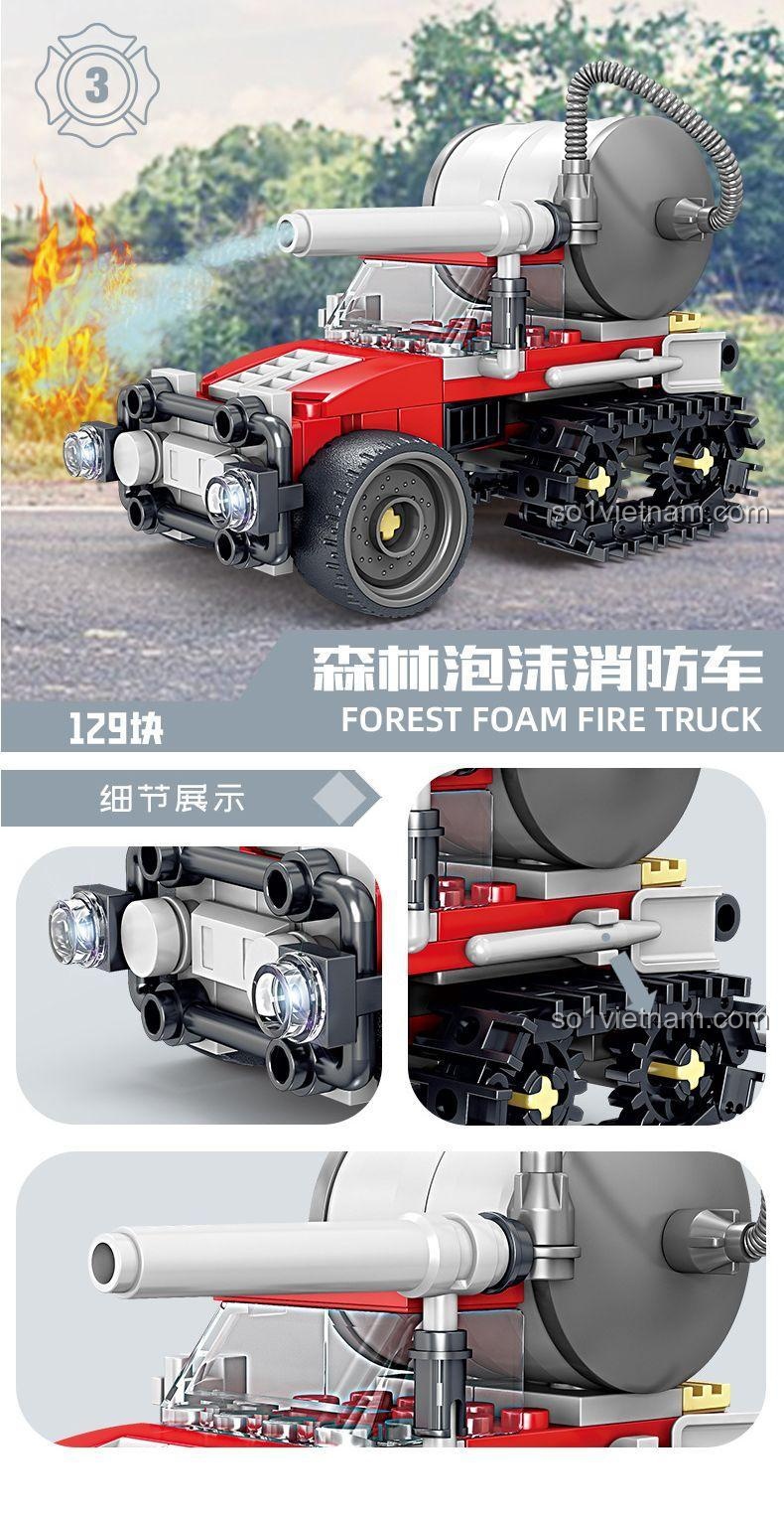 Xe cứu hỏa gỡ chướng ngại vật của bộ lắp ghép xe cứu hỏa đa năng 8 trong 1 KAZI KY80542