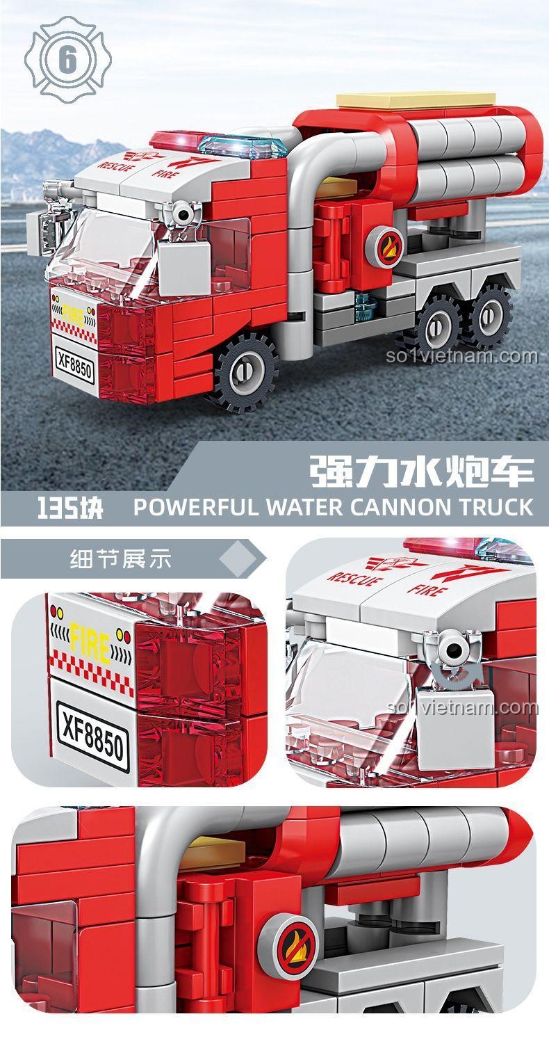 Xe cứu hỏa leo cao của bộ lắp ghép xe cứu hỏa đa năng 8 trong 1 KAZI KY80542