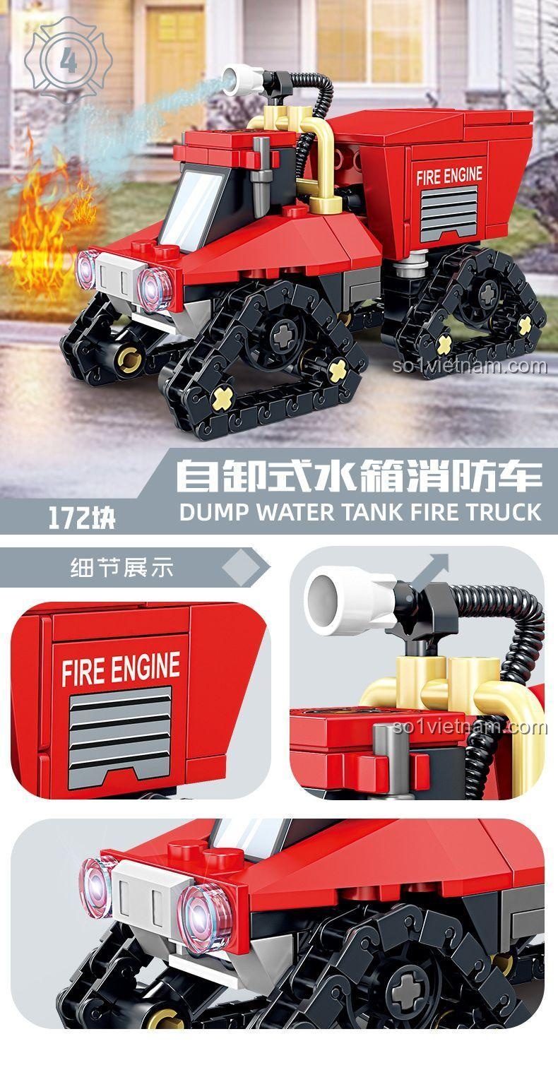 Xe cứu hỏa nước mạnh của bộ lắp ghép xe cứu hỏa đa năng 8 trong 1 KAZI KY80542