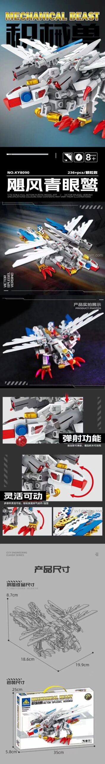 Cỗ máy cơ khí Chim Ưng Bão Tố KY8090 KAZI sau khi lắp ráp