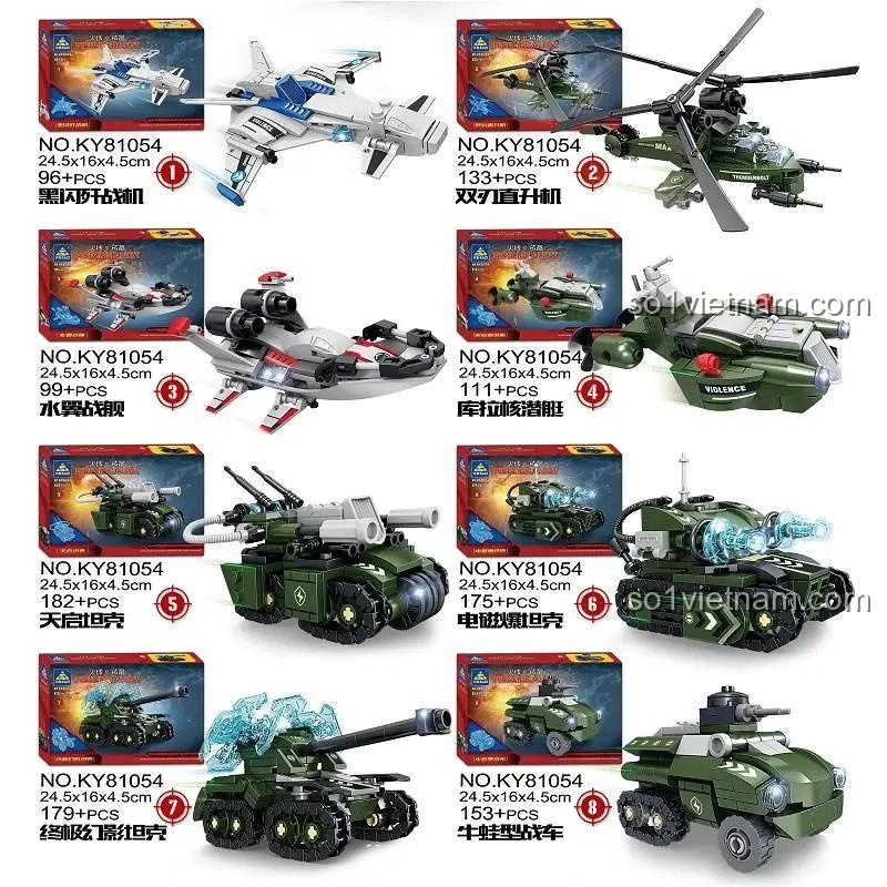 Các mẫu lắp ráp từ bộ đồ chơi KAZI KY81054 Xe tăng Thiên Khải