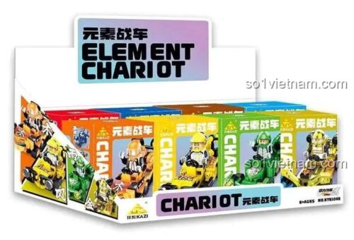 Hộp trưng bày của đồ chơi mô hình KAZI KY81068, chứa 8 hộp nhỏ của bộ sưu tập 8 xe đua, phù hợp làm quà tặng cho con trai.