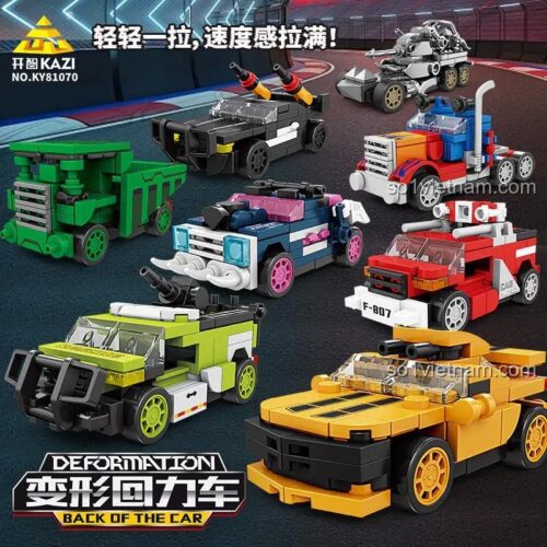 Đồ chơi lắp ráp Xe đua kéo lùi KAZI KY81070. Bộ đồ chơi Robot biến hình KAZI chất lượng cao, quà tặng cho bé trai.