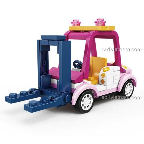 Mô hình xe nâng Kaki màu hồng từ bộ đồ chơi KAZI KY81135, món quà sáng tạo cho con gái.