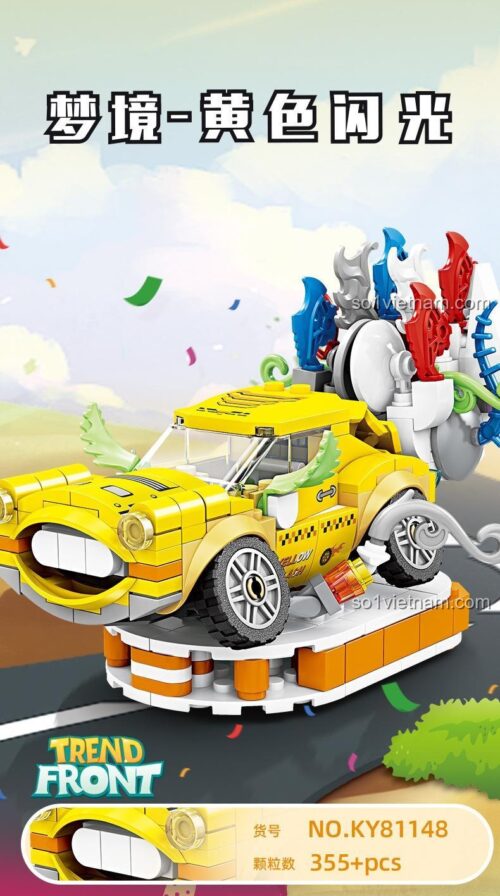 Bộ lắp ráp KAZI KY81148 Xe Vàng Tốc Độ, đồ chơi mô hình xe hơi tốc độ cao cho bé 6 tuổi, chi tiết sắc nét, có thể xoay 360 độ