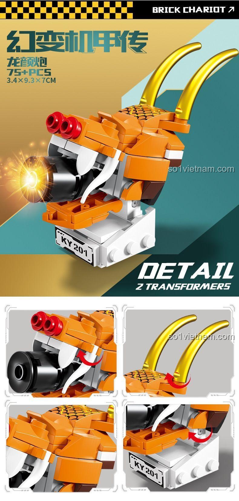 Bộ Lắp Ghép Biến Hình Robot Rồng 8 Trong 1 KAZI KY8120 - Chi tiết hộp lớn