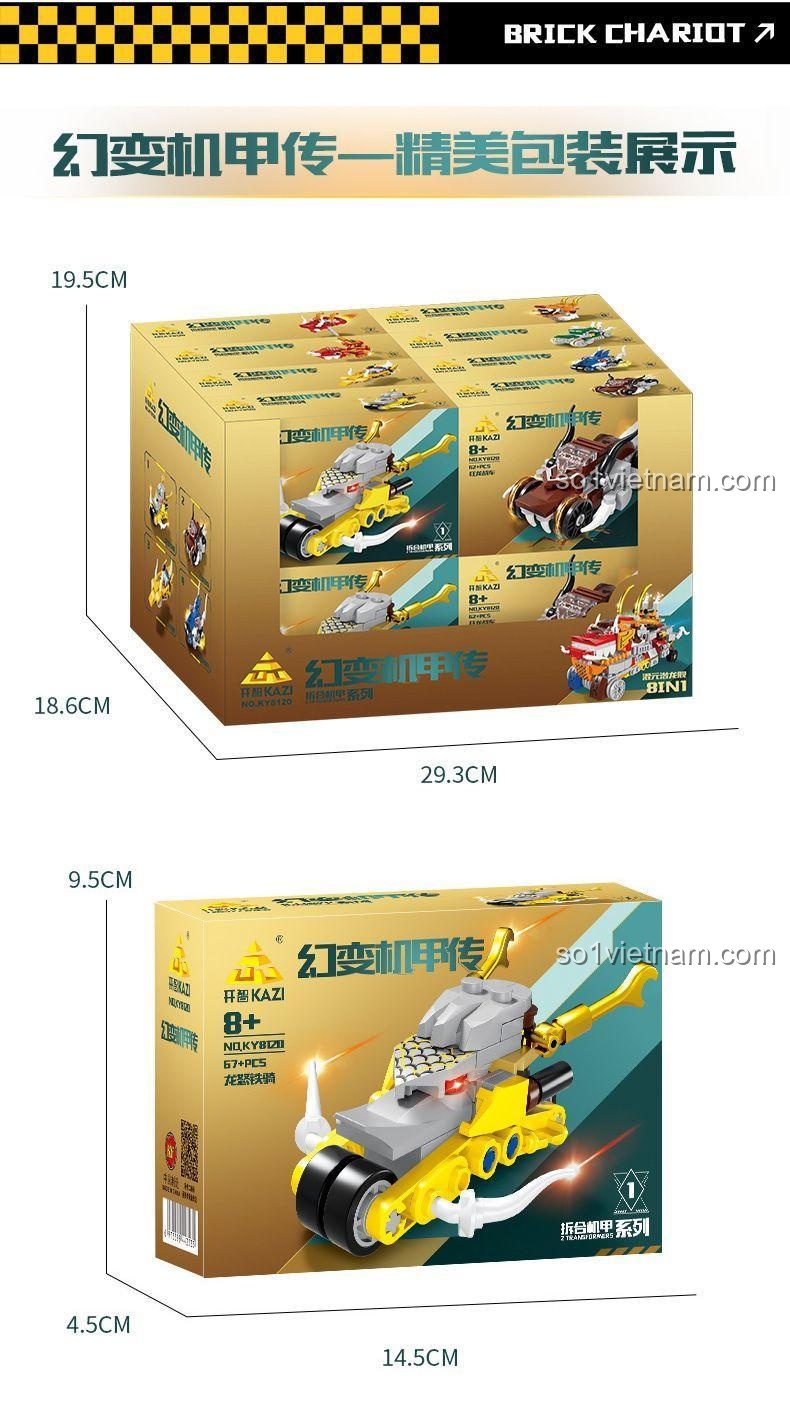 Bộ Lắp Ghép Biến Hình Robot Rồng 8 Trong 1 KAZI KY8120 - Chi tiết hộp nhỏ
