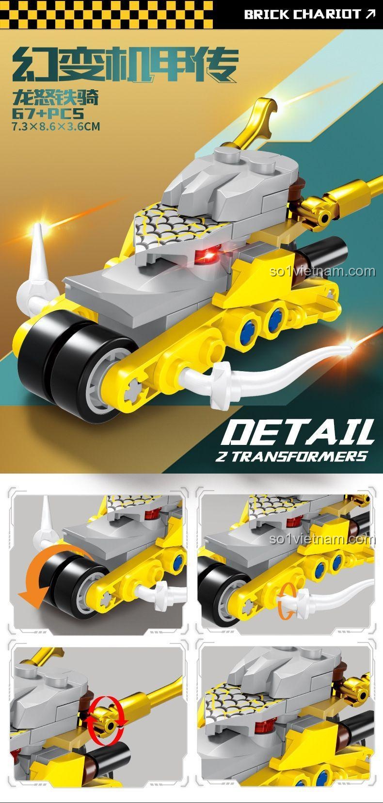 Bộ Lắp Ghép Biến Hình Robot Rồng 8 Trong 1 KAZI KY8120 - Mẫu 4: Ma Thuật Ma Thuật