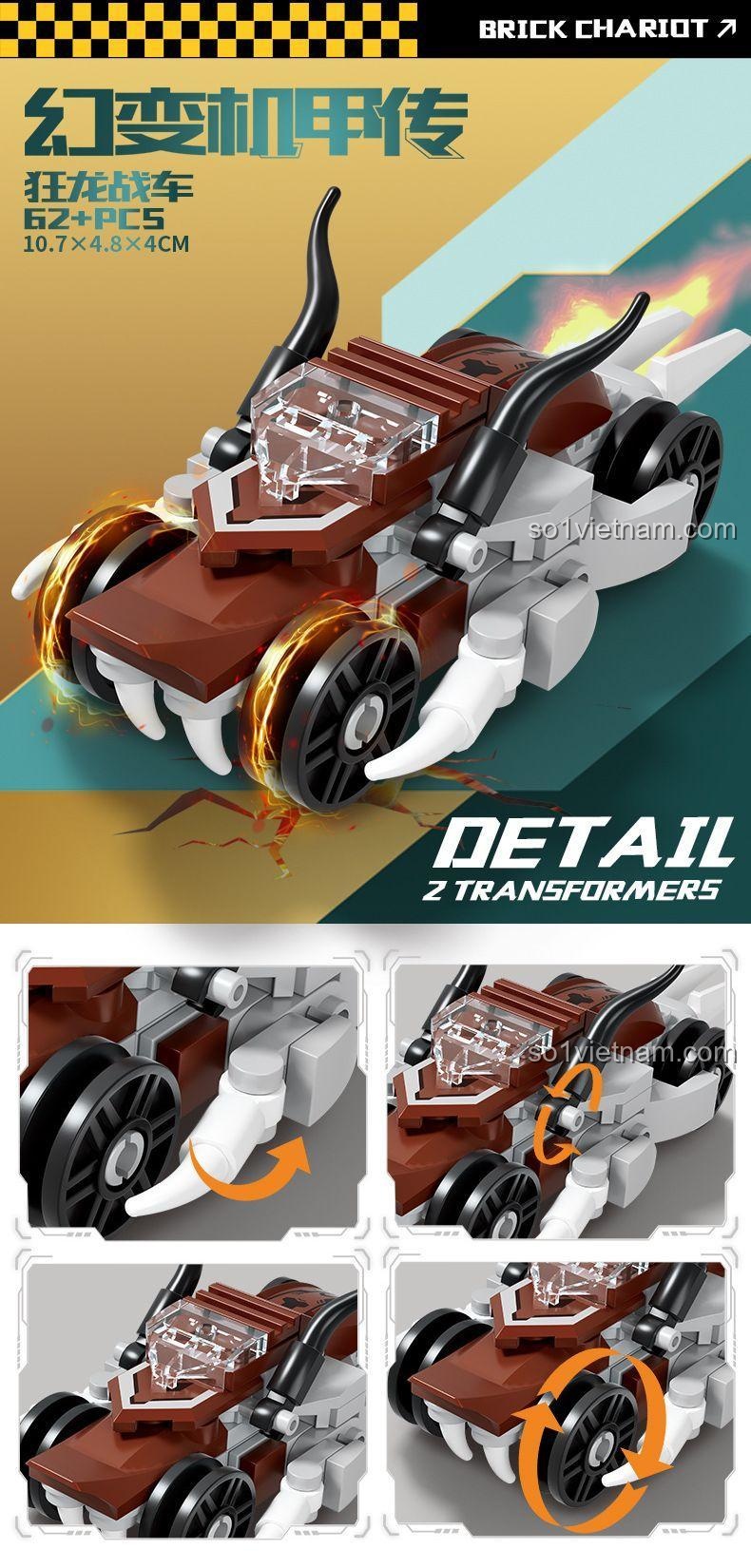 Bộ Lắp Ghép Biến Hình Robot Rồng 8 Trong 1 KAZI KY8120 - Mẫu 5: Phi Long Hào