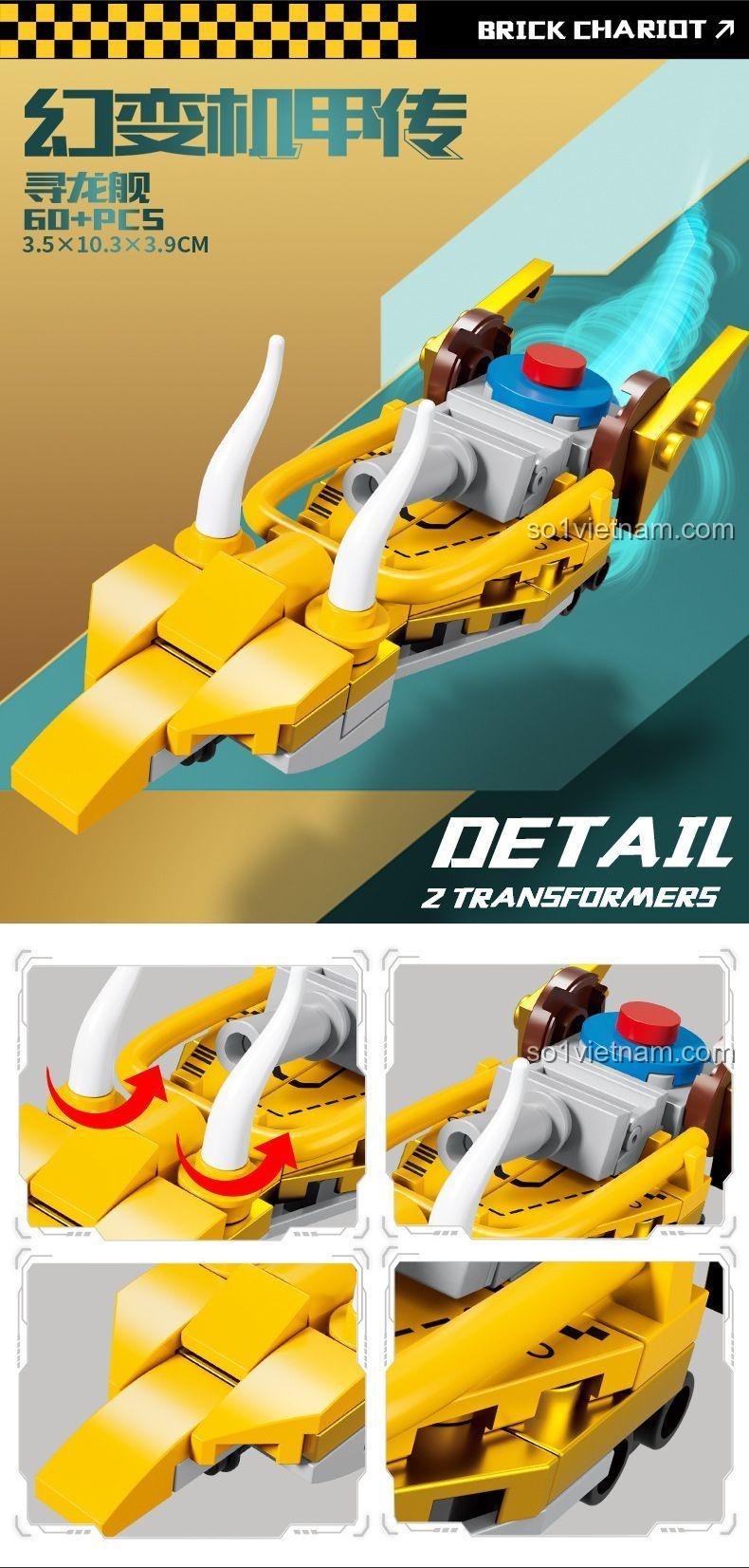 Bộ Lắp Ghép Biến Hình Robot Rồng 8 Trong 1 KAZI KY8120 - Mẫu 6: Tốc Độ Tứ Quý