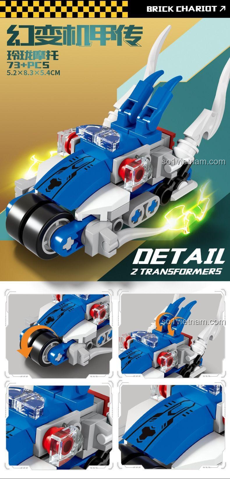 Bộ Lắp Ghép Biến Hình Robot Rồng 8 Trong 1 KAZI KY8120 - Mẫu 7: Long Đầu Liên