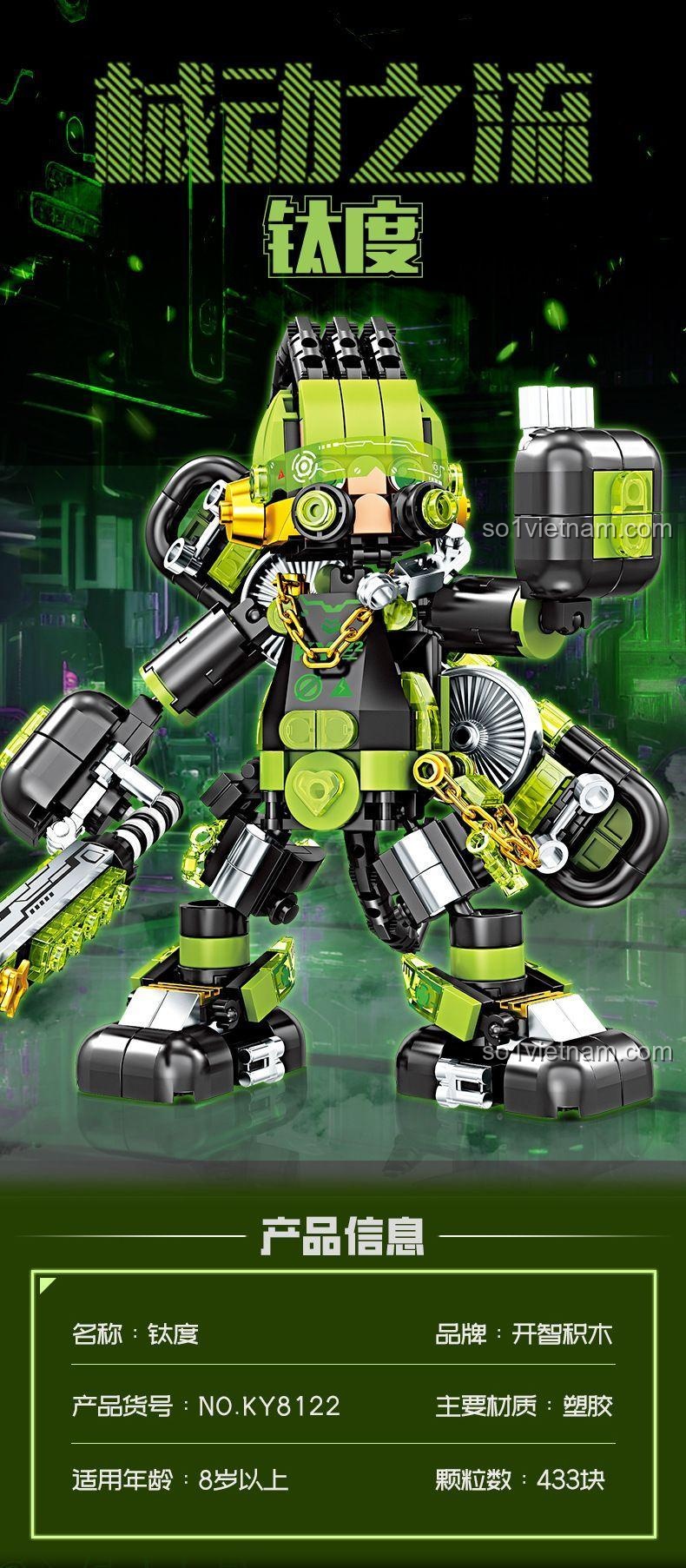 Thông tin chi tiết bộ lắp ghép Robot Taid KAZI, 433 mảnh, độ tuổi 8+, chất liệu nhựa an toàn, giá tốt.