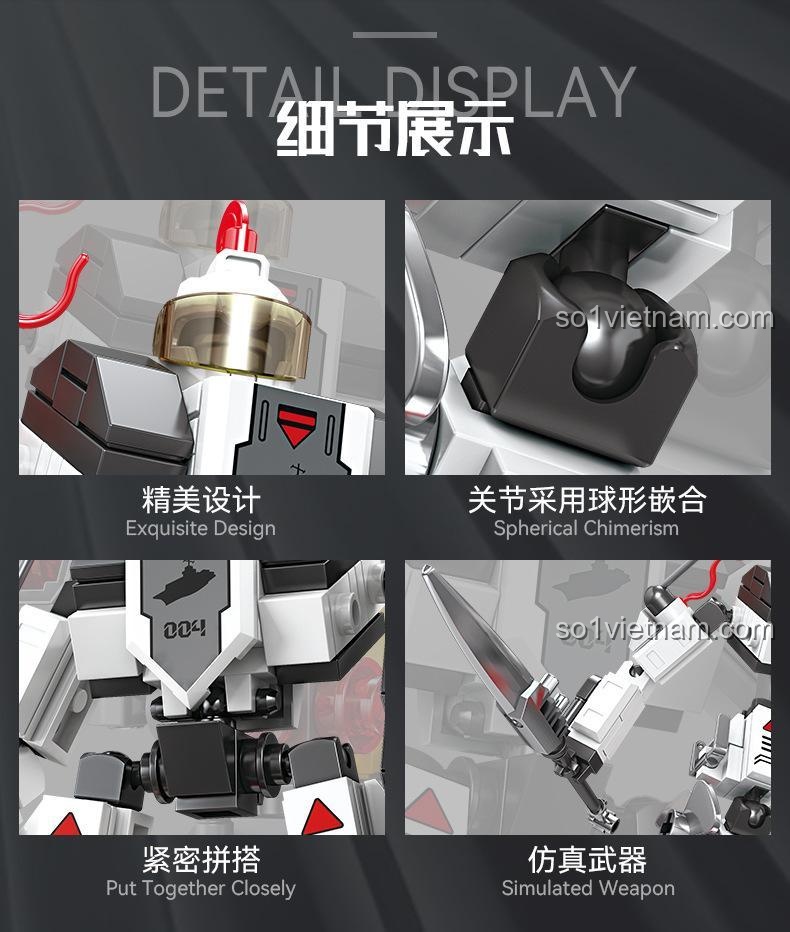 Robot Chiến Đấu Tàu Sân Bay KAZI KY84127 với vũ khí mô phỏng, giúp bé trai phát triển khéo léo ngón tay