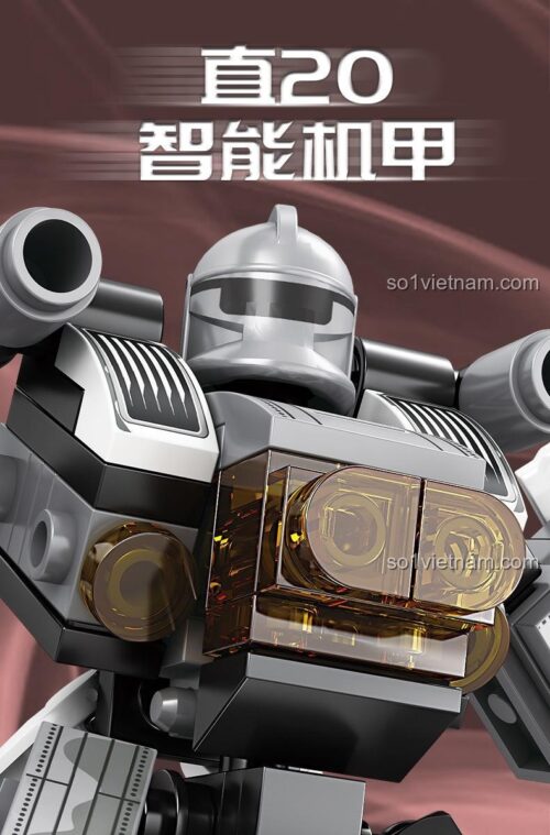 KAZI KY84133 Cơ Giáp Z-20 Thông Minh, chi tiết đầu và ngực robot, đồ chơi lắp ráp cho bé trai 6 tuổi.