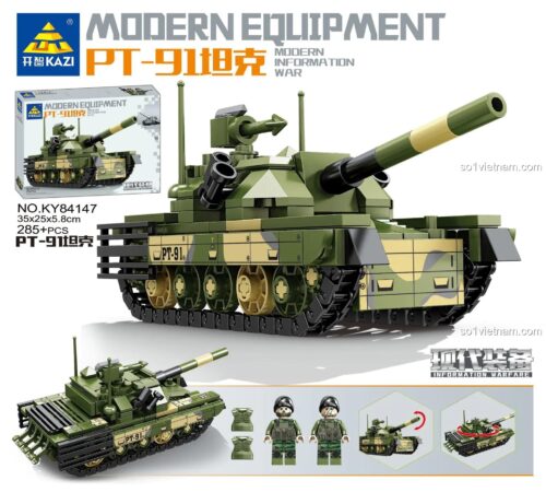 bộ lắp ghép KAZI KY84147 Xe Tăng Chiến Đấu Chủ Lực PT-91 với 2 minifigures lính, đồ chơi mô hình quân sự cho bé trai 6 tuổi, chất lượng cao