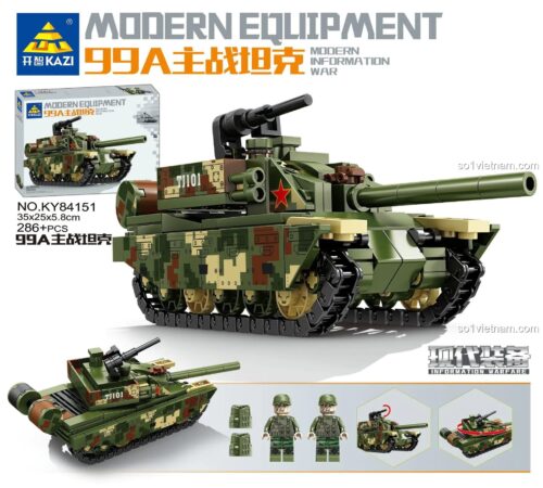 Đồ chơi mô hình KAZI KY84151 Xe tăng ZTZ-99A. Bộ lắp ráp 286 chi tiết kèm 2 lính xe tăng, phù hợp cho con trai trên 6 tuổi.