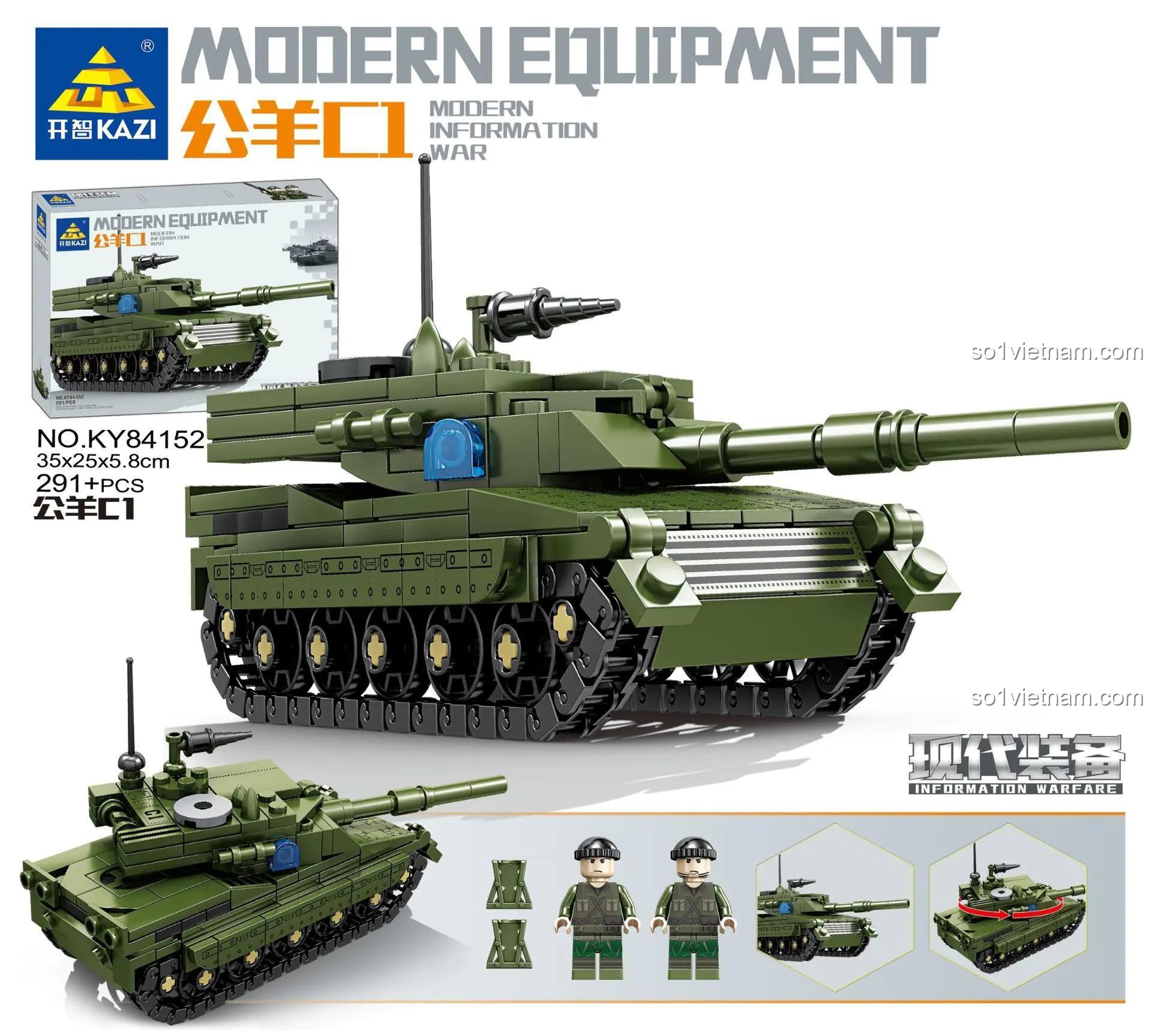 Bộ lắp ghép KAZI KY84152 Xe Tăng Chủ Lực Công Cừu C1 giá tốt, hộp sản phẩm, dành cho con trai 6 tuổi, đồ chơi mô hình quân sự hiện đại.