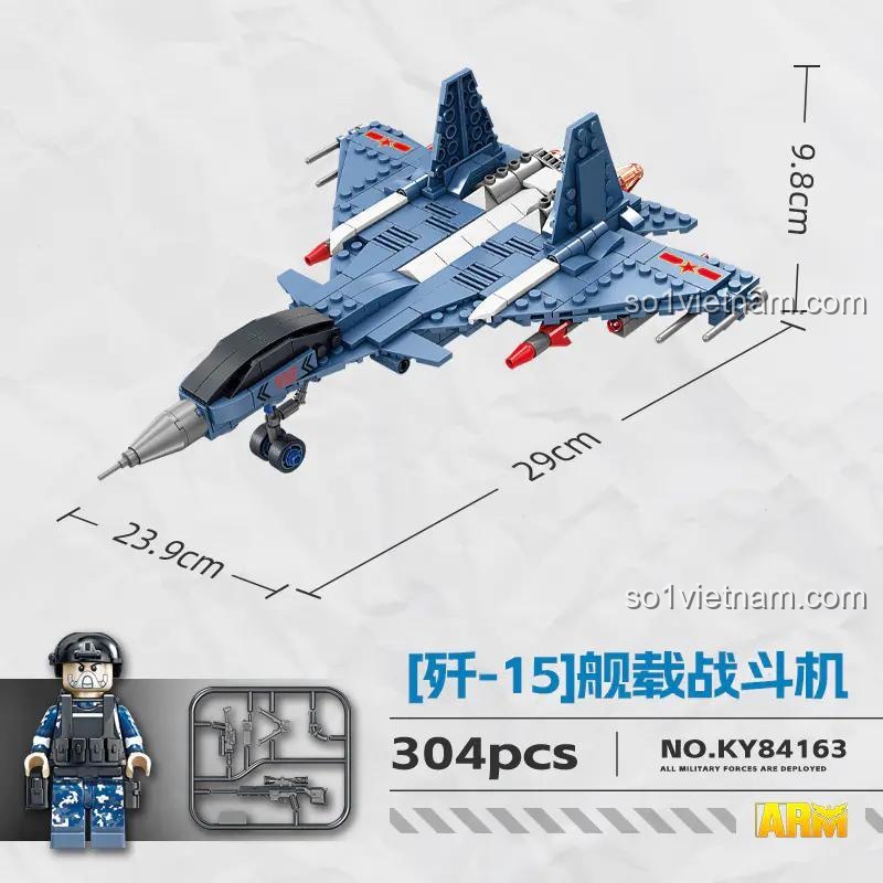 Kích thước mô hình máy bay chiến đấu J-15 KAZI KY84163