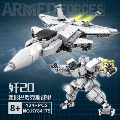 KAZI KY84175 Máy bay chiến đấu J-20 và Robot Barox 434 mảnh, đồ chơi lắp ghép cho bé trai 8 tuổi, biến hình độc đáo