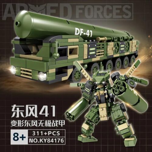 Bộ lắp ghép KAZI KY84176 Xe tên lửa Đông Phong 41 biến hình thành Robot chiến đấu, 311 mảnh, cho bé trai 8 tuổi