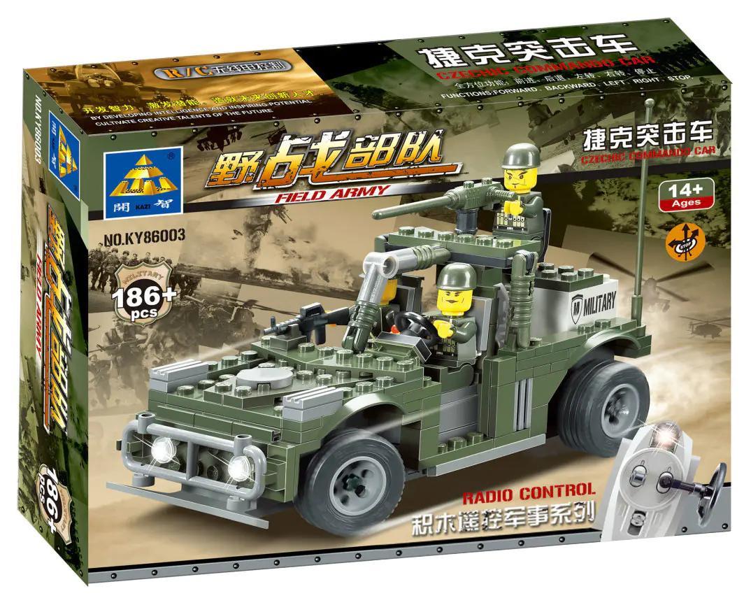 Bộ đồ chơi KAZI KY86003 Xe Jeep Quân Đội Điều Khiển Từ Xa 186 chi tiết cho bé trai 14 tuổi