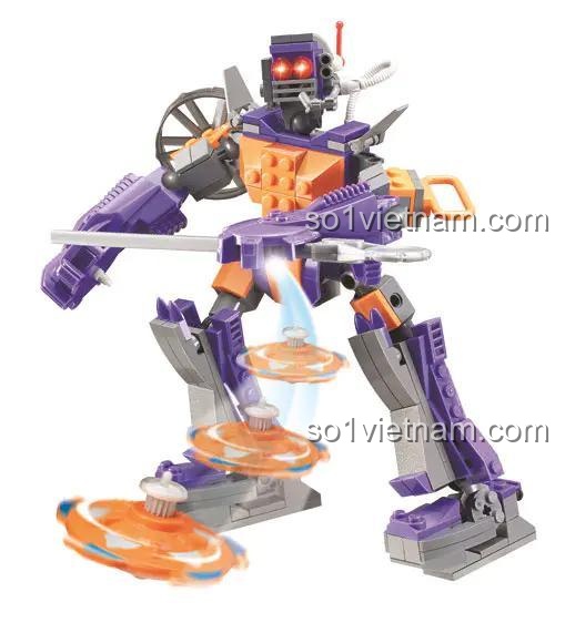 Robot GenMu KAZI KY88003-1 với cơ chế quay spinner, Đồ chơi lắp ráp, Robot chiến thuật, Đồ chơi sáng tạo cho bé