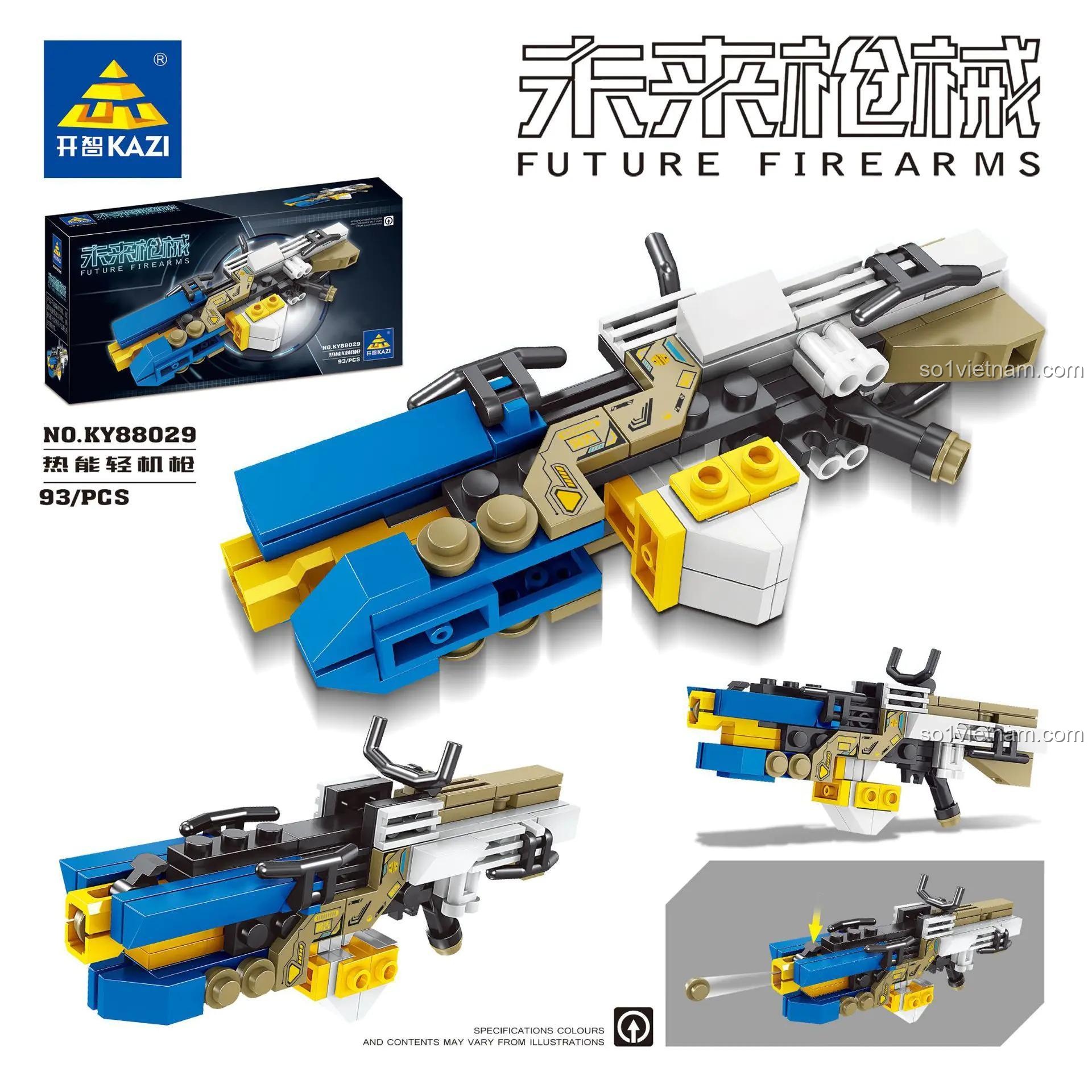 Poster quảng cáo bộ xếp hình KY88029, mô hình súng tương lai 88029 với thiết kế ấn tượng và chất lượng cao.