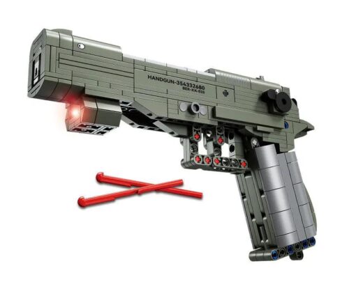 Bộ đồ chơi KAZI KY88035 Súng lục Beretta M92F lắp ráp hoàn chỉnh, có đèn LED và khả năng bắn đạn nhựa, phù hợp cho bé trai 8 tuổi yêu thích mô hình quân sự giá tốt.