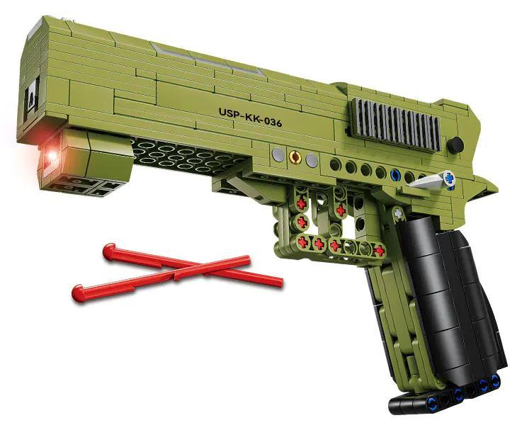 Hộp bộ đồ chơi KAZI KY88036 Súng lục HK USP, đồ chơi lắp ráp cho con trai 8 tuổi, giá rẻ.