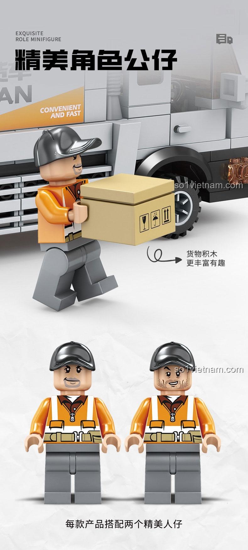 Minifigure tinh xảo đi kèm đồ chơi mô hình Xe Tải Shuailing KY98270, đồ chơi cho bé trai