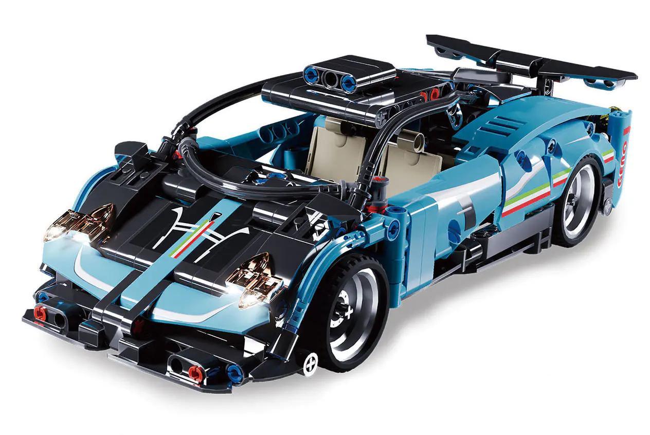 Bộ lắp ghép siêu xe Pagani Zonda màu xanh K盒子 10241, đồ chơi mô hình xe đua tốc độ cao cho bé trai 6 tuổi, động cơ hồi lực mạnh mẽ, 538 mảnh ghép